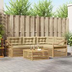 vidaXL Ensemble de canapés d'extérieur 5 Pièces Blanc et Beige Polyester