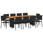 vidaXL Ensemble de salle à manger pour jardin 11 Pièces Noir 10 Places