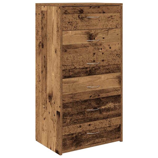 vidaXL Buffet avec 6 tiroirs vieux bois 50x34x96 cm bois d'ingénierie