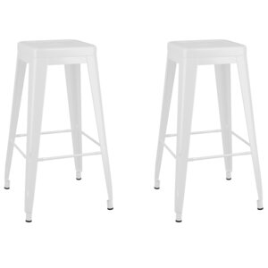 vidaXL Tabourets de bar empilables lot de 2 blanc Métal