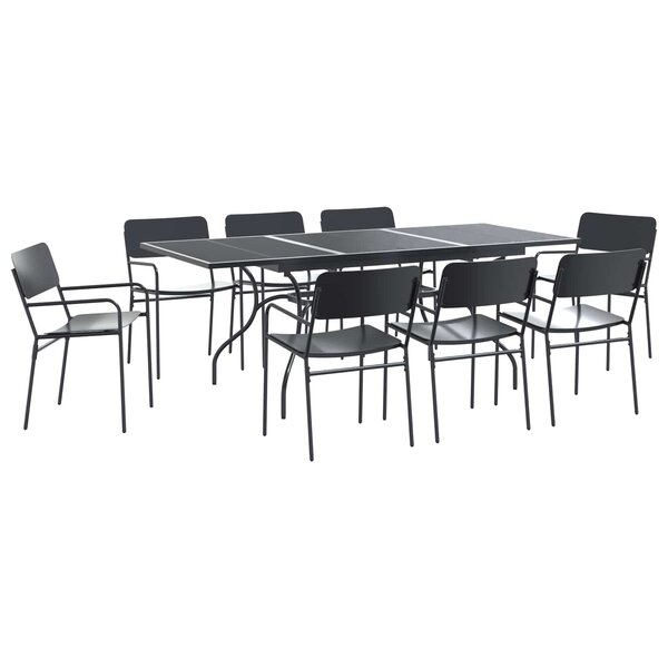vidaXL Ensemble de salle à manger pour jardin 9 Pièces Anthracite Acier