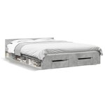 vidaXL Cadre de lit avec tiroirs sans matelas gris béton 120x190 cm