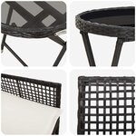 vidaXL Ensemble bistro de jardin 3 Pièces Noir Poly rotin