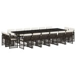 vidaXL Ensemble à manger de jardin et coussins 17 Pièces marron rotin