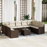 Ensemble de Canapés de Jardin 9 Pièces avec Coussins Gris Rotin Synthétique