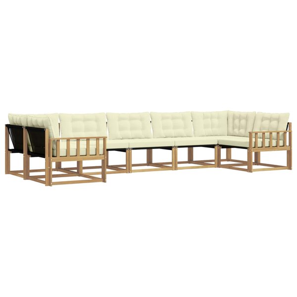 vidaXL Ensemble de canapés d'extérieur 7 Pièces Blanc et crème