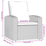 vidaXL Fauteuil inclinable de jardin avec coussins gris résine tressée