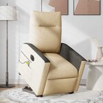 vidaXL Fauteuil inclinable de massage électrique Crème Tissu