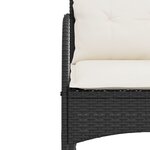 vidaXL Chaise à bascule de jardin avec coussins noir résine tressée