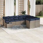 vidaXL Salon de jardin 10 Pièces avec coussins gris résine tressée