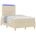 vidaXL Lit à ressort LED avec matelas Crème 120 x 190 cm tissu
