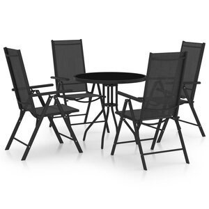 vidaXL Ensemble à manger de jardin 5 Pièces aluminium et textilène noir