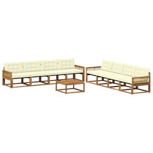 vidaXL Ensemble de canapés d'extérieur 9 Pièces Naturel et Crème