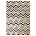 vidaXL Tapis moderne Design de zigzag 160 x 230 cm Marron/Noir/Bleu