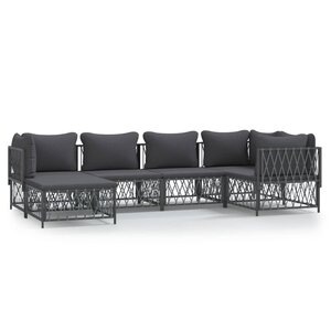 vidaXL Salon de jardin avec coussins 6 Pièces anthracite acier