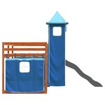 vidaXL Lit superposé avec toboggan et rideaux bleu 90x200 cm