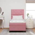 vidaXL Lit à ressort avec matelas et LED Rose 90x200 cm Velours