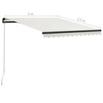 vidaXL Auvent manuel rétractable avec LED 300x250 cm Crème