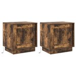 vidaXL Armoires de chevet avec lumières LED 2 Pièces Chêne fumé 44x34 5x45 cm