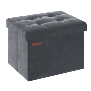 Banc de rangement boîte pliable en velours repose-pieds avec couvercle 31 x 41 x 31 cm capacité de charge 130 kg pour couloir salon gris 12_0004136