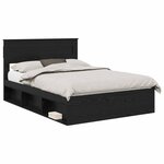 vidaXL Cadre de lit avec stockage Noir 160 x 200 cm Bois de pin massif