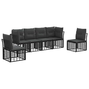 vidaXL Ensemble de canapés d'extérieur Noir Polyester