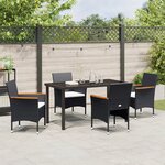 vidaXL Ensemble de jardin de 5 pièces en poly rotin noir