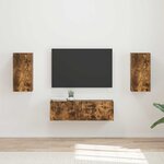 vidaXL Ensemble de meuble TV mural 4 Pièces Chêne fumé Bois d'ingénierie