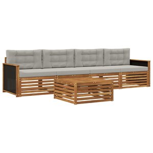 vidaXL Ensemble de canapés d'extérieur 5 pc Naturel et gris clair