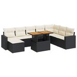 vidaXL Salon de jardin 9 Pièces avec coussins noir résine tressée