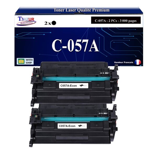 T3AZUR -2x Toners compatibles avec Canon 057 (3009C002) pour Canon MF443dw  MF445dw  MF446x  MF449x  MF453dw  MF455dw