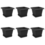 vidaXL Pots de plantes 6 Pièces Noir 20 x 20 x 16 cm Plastique