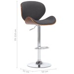 vidaXL Tabouret de bar Gris Tissu