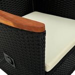 vidaXL Chaises d'extérieur lot de 2 avec coussins Résine tressée Noir