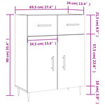 vidaXL Buffet gris béton 69 5x34x90 cm bois d'ingénierie
