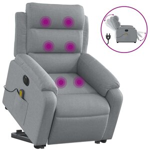 vidaXL Fauteuil inclinable de massage électrique Gris clair Tissu