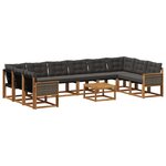 vidaXL Ensemble de canapés d'extérieur 11 Pièces Naturel et noir