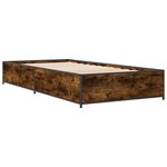 vidaXL Cadre de lit chêne fumé 90x190 cm bois d'ingénierie et métal