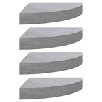 vidaXL Étagères d'angle murales 4 Pièces Gris béton 35x35x3 8 cm MDF