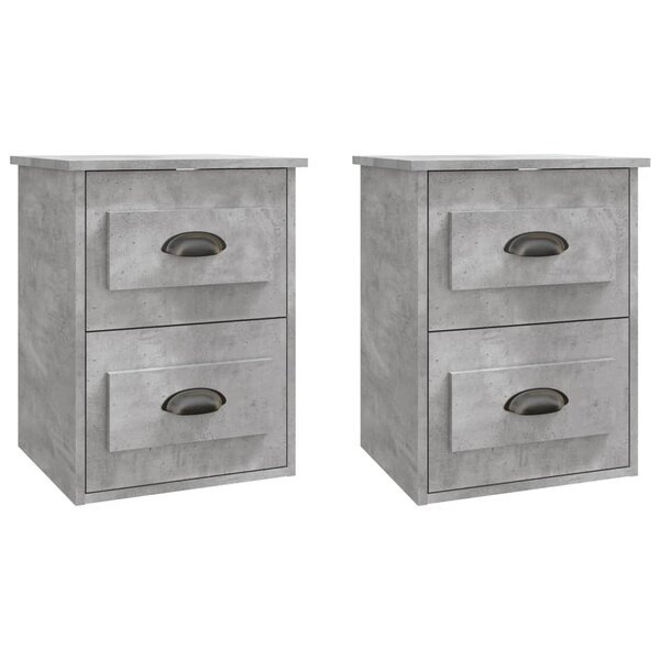 vidaXL Tables de chevet murales 2 Pièces gris béton 41 5x36x53 cm