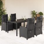 vidaXL Ensemble à manger de jardin coussins 5Pièces Noir Résine tressée