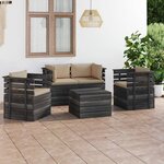 vidaXL Salon palette de jardin 5 Pièces avec coussins Bois de pin massif