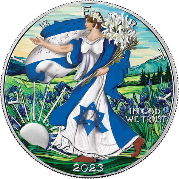 Pièce de monnaie en Argent 1 Dollar g 31.1 (1 oz) Millésime 2023 WALKING LIBERTY ISRAEL