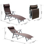 Outsunny transat chaise longue bain de soleil pliable dossier inclinable multi-positions têtière fournie 137L x 64l x 101H cm métal époxy textilène marron