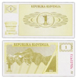 Billet de collection 1 tolar 1990 slovénie - neuf - p1a