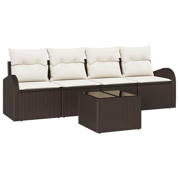 vidaXL Ensemble de canapé de jardin 5 Pièces Marron 55 x 55 x 37 cm