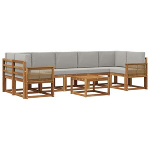 vidaXL Ensemble de canapés d'extérieur 8 pc Naturel et gris clair
