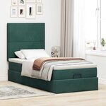 vidaXL Cadre de lit ottoman avec matelas vert foncé 90x200 cm velours