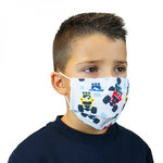 Lot de 2 masques de protection visage lavable 50 fois pour enfant - 3 couches en tissu - Motif voiture 4x4 - Certifié UNS1