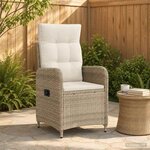 vidaXL Chaise de jardin inclinable Beige et blanc crème